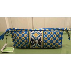 Vera Bradley Riviera Blue Small Bow Zip Cosmetic Bag Retired 2008